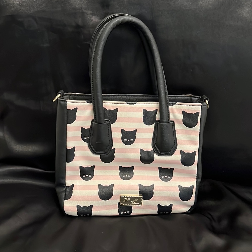 Betsy Johnson cat themed Satchel hand bag.